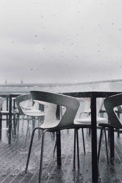 Chairs in the rain