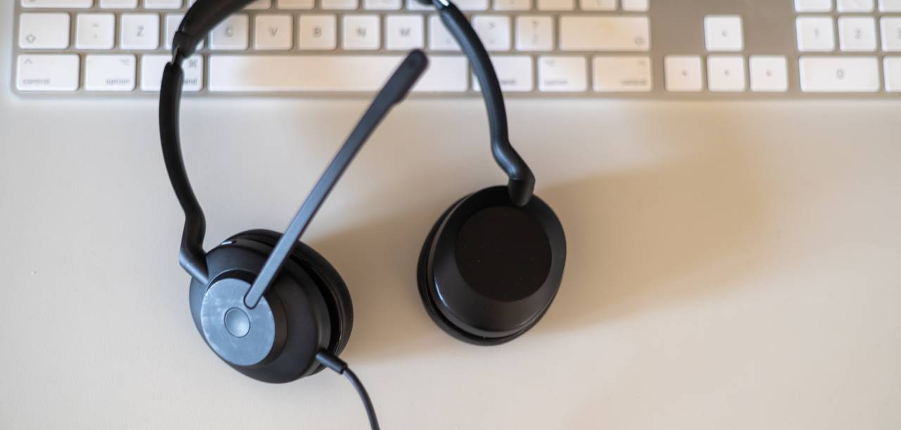 Headset used by German interpreter London for remote interpreting assignments.